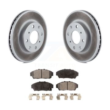 Front Coated Brake Rotors Ceramic Pad Kit For 1994-1995 Honda Civic EX with Sedan Non-ABS KGT-100193