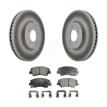 Front Coat Disc Brake Rotor Ceramic Pad Kit For 2014 Kia Forte SX With 15" Factory Wheels KGT-100366