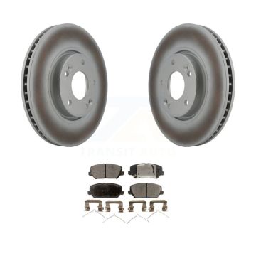 Front Coated Disc Brake Rotors And Ceramic Pads Kit For Kia Forte Forte5 Hyundai Veloster KGT-100369