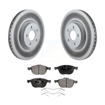Front Coated Brake Rotors Ceramic Pad Kit For 2014 Ford Transit Connect 104.8" wheel base KGT-100398