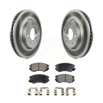 Front Coated Disc Brake Rotors And Ceramic Pads Kit For 2010-2011 Kia Soul 2.0L KGT-100460