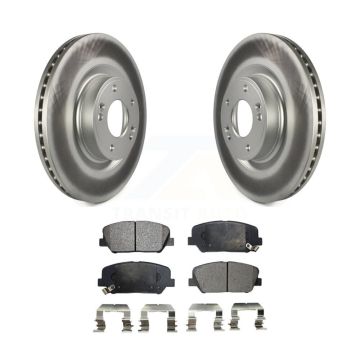 Front Coated Disc Brake Rotors And Ceramic Pads Kit For Hyundai Genesis Coupe KGT-100463