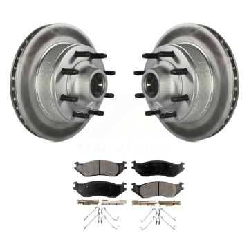 Front Coated Disc Brake Rotors Hub Assembly And Ceramic Pads Kit For 2007 Ford E-150 KGT-100569