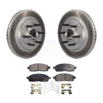 Front Coated Disc Brake Rotors Hub And Ceramic Pad Kit For Ford F-150 Lincoln Mark LT RWD KGT-100576