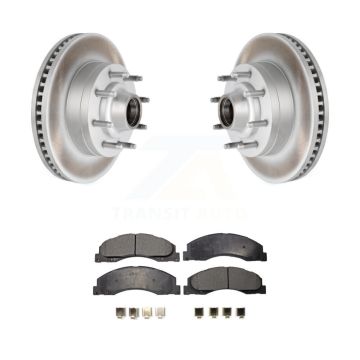 Front Coated Disc Brake Rotor Ceramic Pad Kit For Ford E-350 Super Duty E-250 E-150 E-450 KGT-100581