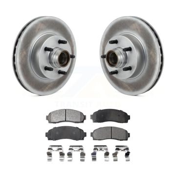 Front Coated Disc Brake Rotors Hub Assembly Ceramic Pad Kit For 2010-2011 Ford Ranger RWD KGT-100582