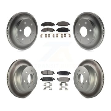 Front Rear Coated Brake Rotor & Ceramic Pad Kit For 2007 GMC Sierra 1500 Disc rear brakes KGT-100586