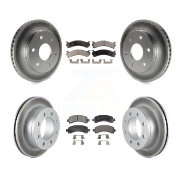 Front Rear Coated Brake Rotors Ceramic Pad Kit For 2006 Chevrolet Express 2500 GMC Savana KGT-100587