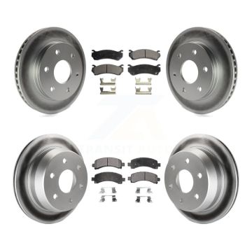 Front Rear Coated Disc Brake Rotors And Ceramic Pads Kit For Chevrolet Avalanche 1500 KGT-100591