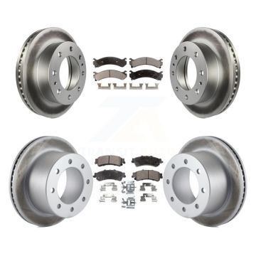 Front Rear Coated Disc Brake Rotors And Ceramic Pads Kit For 2001 GMC Sierra 3500 KGT-100603