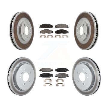 Front Rear Coated Brake Rotor & Ceramic Pad Kit For Cadillac CTS With Standard Suspension KGT-100607