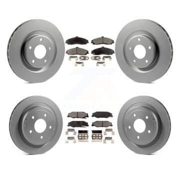 Front Rear Coated Disc Brake Rotors & Ceramic Pad Kit For Chevrolet Corvette Cadillac XLR KGT-100615