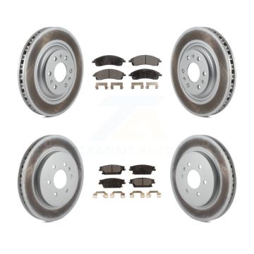 Front Rear Coated Disc Brake Rotors And Ceramic Pads Kit For Cadillac SRX KGT-100617