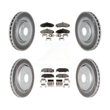 Front Rear Coated Disc Brake Rotors & Ceramic Pad Kit For Chevrolet Corvette Cadillac XLR KGT-100626