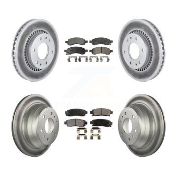 Front Rear Coated Brake Rotor & Ceramic Pad Kit For Chevrolet Trailblazer GMC Envoy Buick KGT-100628