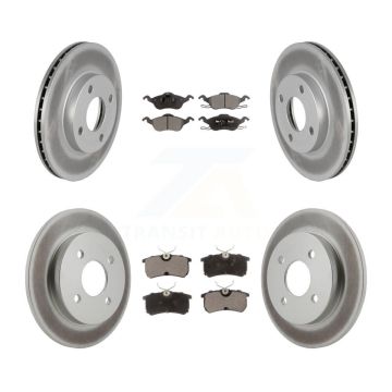 Front Rear Coated Disc Brake Rotors And Ceramic Pads Kit For Ford Focus KGT-100667
