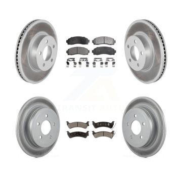 Front Rear Coated Disc Brake Rotors And Ceramic Pads Kit For Ford Explorer Sport Trac 4WD KGT-100673