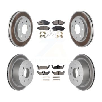 Front Rear Coated Disc Brake Rotor And Ceramic Pad Kit For Ford F-150 Lincoln Mark LT 4WD KGT-100679