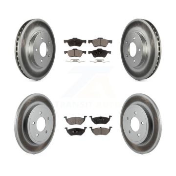 Front Rear Coated Disc Brake Rotors And Ceramic Pads Kit For Ford Escape Mercury Mariner KGT-100682