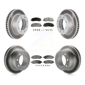Front Rear Coated Disc Brake Rotors And Ceramic Pads Kit For Ford F-350 Super Duty F-250 KGT-100683