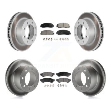 Front Rear Coat Disc Brake Rotors Ceramic Pad Kit For 2008-2009 Ford F-250 Super Duty 4WD KGT-100684