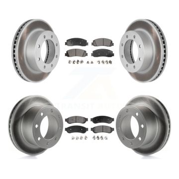 Front Rear Coated Disc Brake Rotors & Ceramic Pad Kit For Ford F-350 Super Duty F-250 4WD KGT-100686
