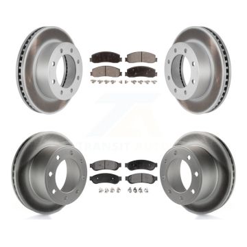 Front Rear Coated Disc Brake Rotors & Ceramic Pad Kit For Ford F-250 Super Duty F-350 4WD KGT-100687