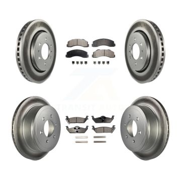 Front Rear Coated Brake Rotors Ceramic Pad Kit For 2010-2011 Ford F-150 With 6 Lug Wheels KGT-100702
