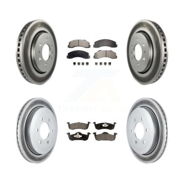 Front Rear Coated Disc Brake Rotors Ceramic Pad Kit For Ford Expedition Lincoln Navigator KGT-100703