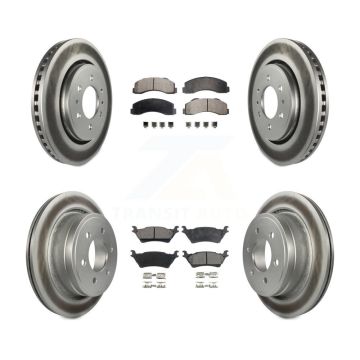 Front Rear Coated Disc Brake Rotors And Ceramic Pads Kit For Ford F-150 KGT-100704