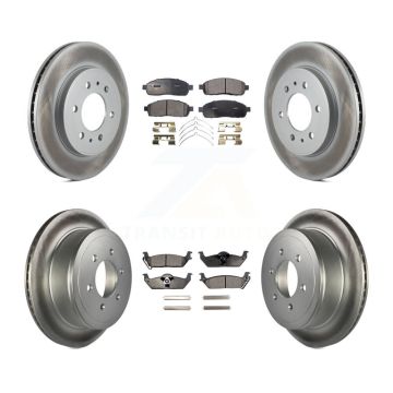Front Rear Coated Disc Brake Rotors Ceramic Pad Kit For 2009 Ford F-150 With 6 Lug Wheels KGT-100710