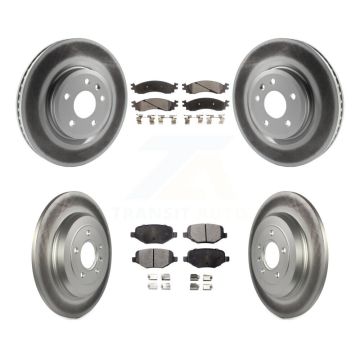 Front Rear Coated Disc Brake Rotors And Ceramic Pads Kit For 2010-2012 Ford Taurus SHO KGT-100711