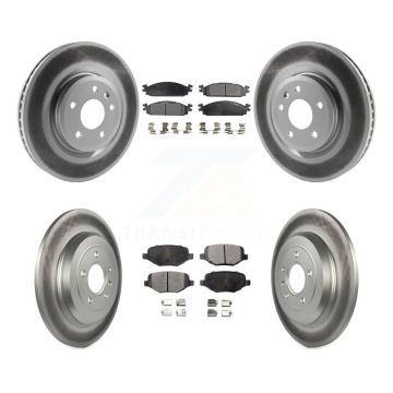 Front Rear Coated Disc Brake Rotors And Ceramic Pads Kit For 2009-2010 Lincoln MKS KGT-100712