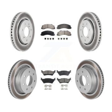Front Rear Coated Brake Rotors Ceramic Pad Kit For 2012-2014 Ford F-150 With 7 Lug Wheels KGT-100717