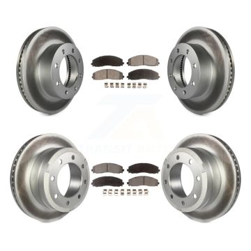Front Rear Coated Disc Brake Rotors & Ceramic Pad Kit For Ford F-250 Super Duty F-350 4WD KGT-100728