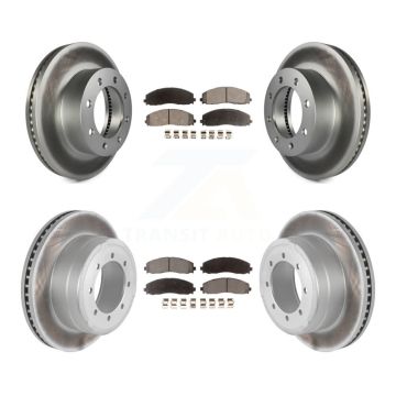 Front Rear Coated Disc Brake Rotors Ceramic Pad Kit For Ford F-350 Super Duty F-250 F-450 KGT-100729