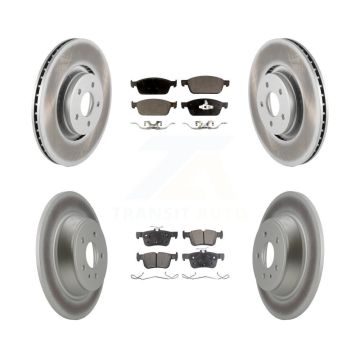 Front Rear Coated Disc Brake Rotors And Ceramic Pads Kit For Lincoln MKC KGT-100734