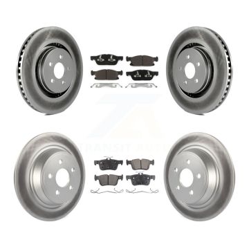 Front Rear Coated Disc Brake Rotor And Ceramic Pad Kit For Ford Edge Lincoln Nautilus MKX KGT-100737