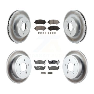 Front Rear Coated Disc Brake Rotors And Ceramic Pads Kit For 2003-2007 Jeep Liberty KGT-100750