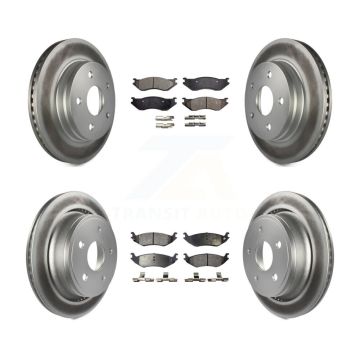 Front Rear Coated Disc Brake Rotors And Ceramic Pads Kit For Dodge Ram 1500 KGT-100756