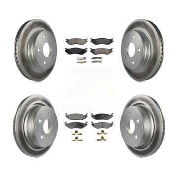 Front Rear Coated Disc Brake Rotors And Ceramic Pads Kit For Dodge Ram 1500 Durango KGT-100757