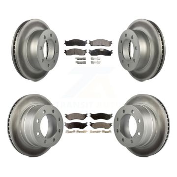 Front Rear Coated Disc Brake Rotors And Ceramic Pads Kit For Dodge Ram 1500 3500 2500 KGT-100758