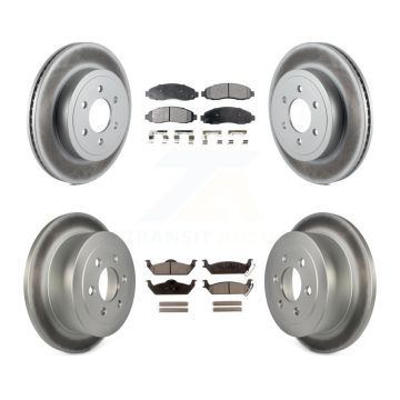 Front Rear Coated Disc Brake Rotors And Ceramic Pads Kit For 2003-2004 Dodge Dakota KGT-100759