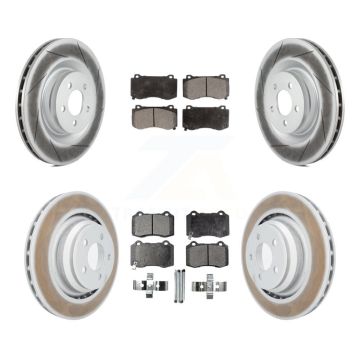 Front Rear Coated Brake Rotor & Ceramic Pad Kit For Dodge Charger Chrysler 300 Challenger KGT-100767