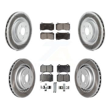 Front Rear Coated Brake Rotor & Ceramic Pad Kit For Dodge Charger Chrysler 300 Challenger KGT-100769