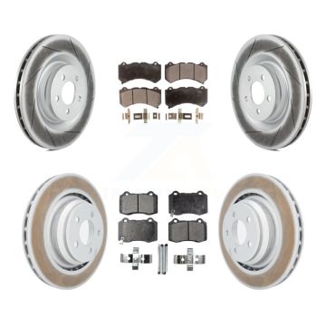 Front Rear Coated Disc Brake Rotors And Ceramic Pads Kit For Dodge Challenger Charger KGT-100771