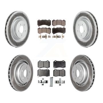 Front Rear Coated Disc Brake Rotors And Ceramic Pads Kit For Dodge Challenger Charger KGT-100772