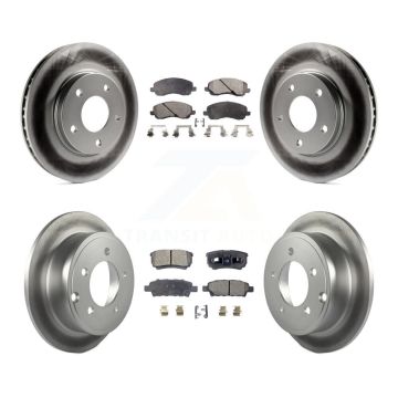 Front Rear Coated Disc Brake Rotors & Ceramic Pad Kit For Mitsubishi Lancer Dodge Caliber KGT-100773