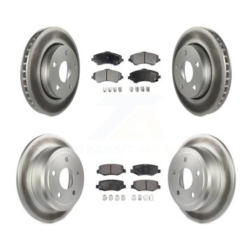 Front Rear Coated Disc Brake Rotors And Ceramic Pads Kit For Jeep Wrangler JK KGT-100780