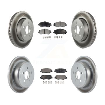 Front Rear Coated Disc Brake Rotors And Ceramic Pads Kit For Jeep Liberty Dodge Nitro KGT-100781